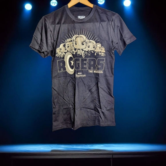 Funko Hawkeye Sz S Rogers The Musical Black Tee Marvel - Picture 1 of 6